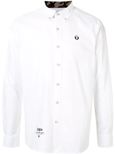 Shop Aape By A Bathing Ape Logo Embroidered Shirt In White