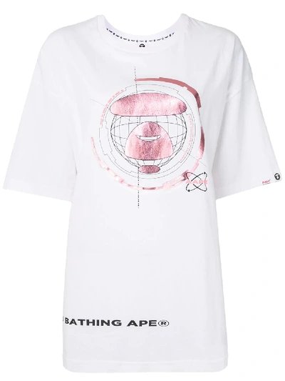 Shop Aape By A Bathing Ape Oversize Printed Logo T-shirt In White