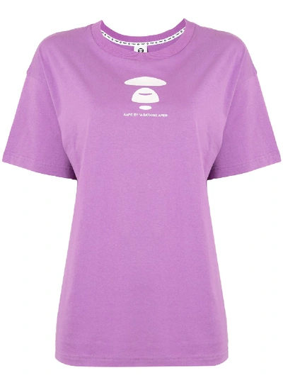 Shop Aape By A Bathing Ape Short Sleeve Printed Logo T-shirt In Purple