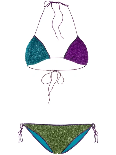 Shop Oseree Colour Block Triangle Top Bikini In Purple