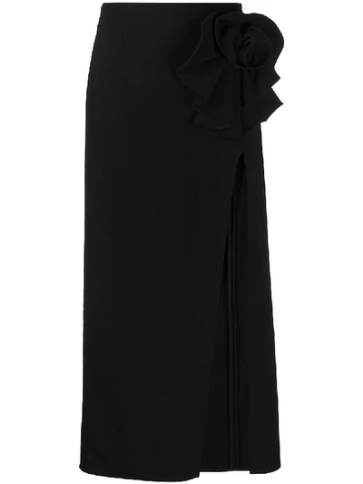 Shop Magda Butrym Ruffle-trimmed Midi Skirt In Black