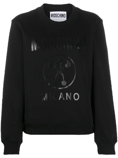 Shop Moschino Logo-print Cotton Sweatshirt In Black