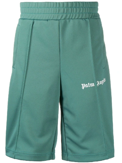 Shop Palm Angels Side-stripe Track Shorts In Green