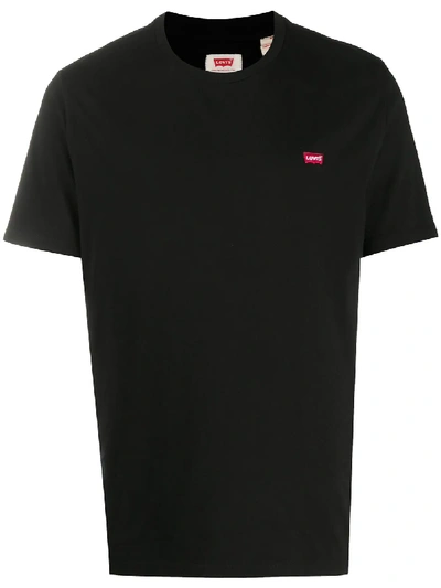 Shop Levi's Embroidered Logo T-shirt In Black