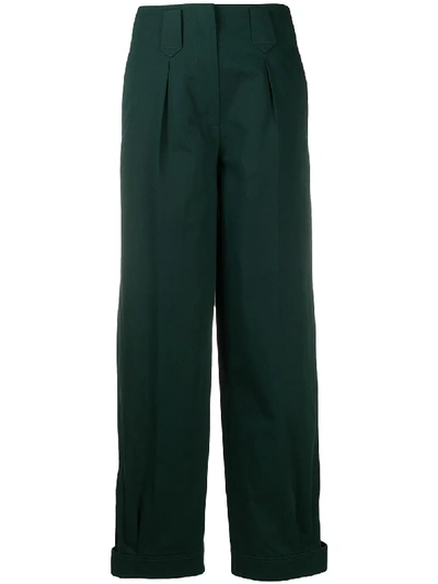 Shop Kenzo High-rise Straight-leg Trousers In Green