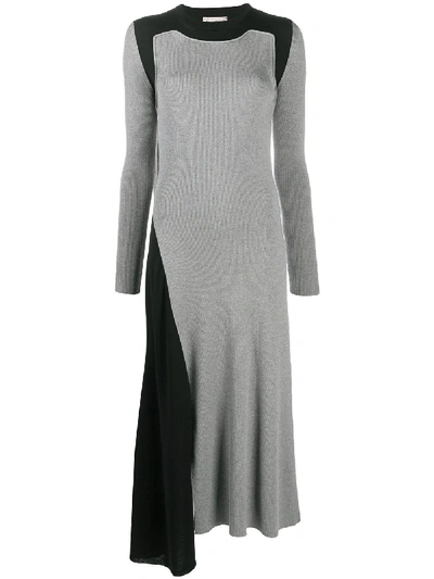 Shop Alexander Mcqueen Colour-block Ribbed-knit Dress In Grey