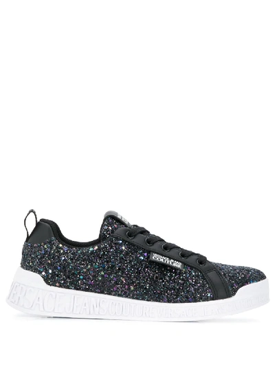 Shop Versace Jeans Couture Glittered Sneakers In Black