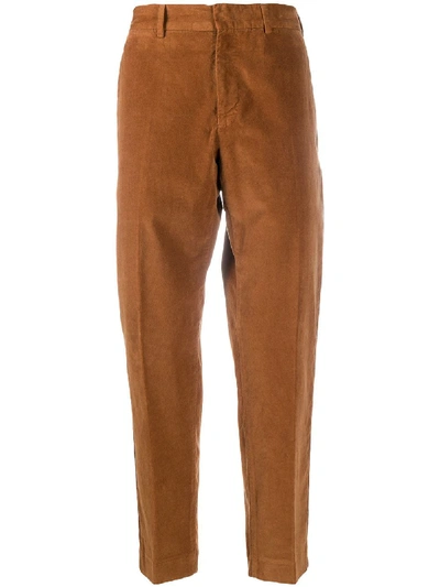 Shop Pt01 Cropped Tapered Leg Trousers In Brown