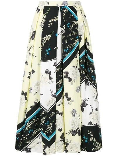 Shop Erdem Floral-print Contrast Skirt In Multicolour