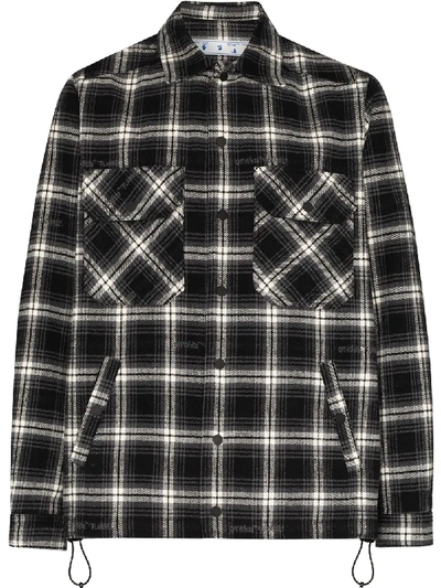 Shop Off-white Stencil Arrow Checked Shirt Jacket In Black