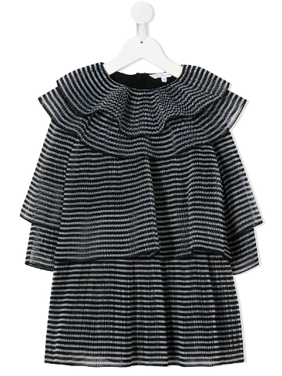 Shop Little Marc Jacobs Micro-pleated Ruffled Dress In Black