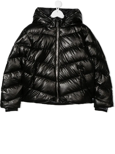 Shop Givenchy Teen Logo Band Puffer Jacket In Black