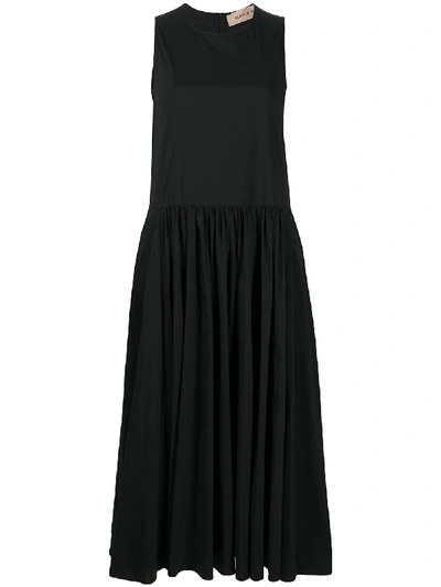 Shop Blanca Vita Pleated Flared Midi Dress In Black
