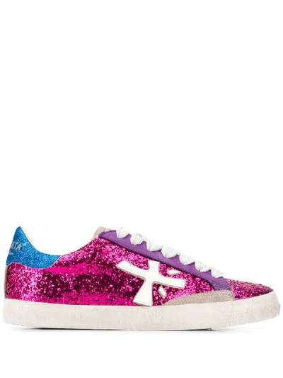Shop Premiata Steven Glitter-detail Sneakers In Pink