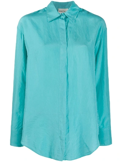Shop Forte Forte Concealed Fastening Silk Shirt In Blue