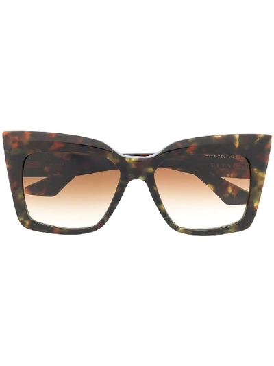 Shop Dita Eyewear Oversized Square Frame Sunglasses In Brown