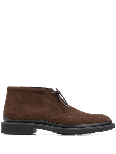 Shop Tod's Lace-up Ankle Boots In Brown