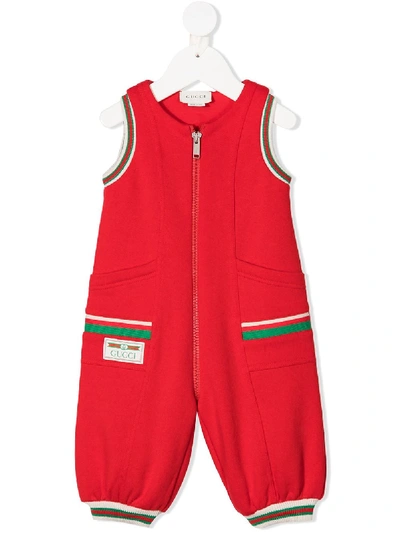 Shop Gucci Zip-up Jumpsuit In Red