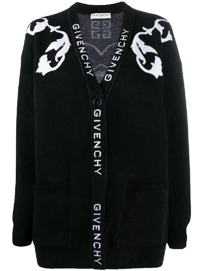 Shop Givenchy Intarsia-knit Cardigan In Black