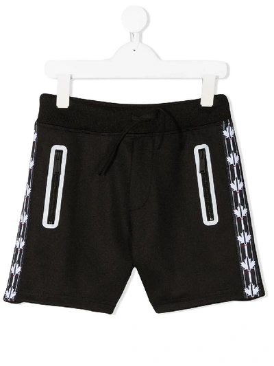 Shop Dsquared2 Logo Stripe Track Shorts In Black
