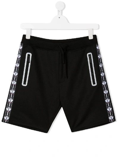 Shop Dsquared2 Teen Logo Stripe Shorts In Black