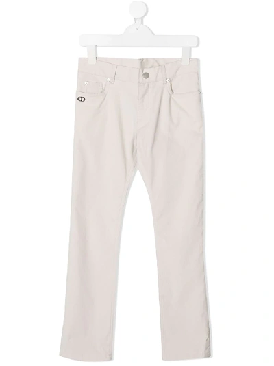 Shop Baby Dior Straight-leg Chino Trousers In Neutrals