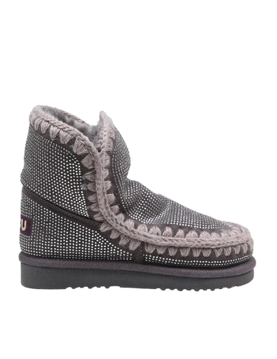 Shop Mou Eskimo 18 Suede Sneakers In Charcoal