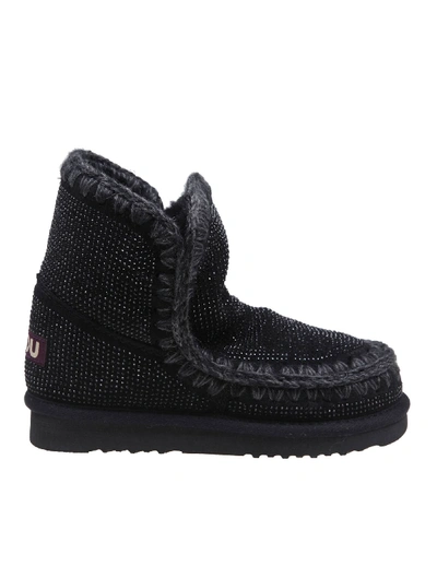 Shop Mou Eskimo 18 Suede Sneakers In Black