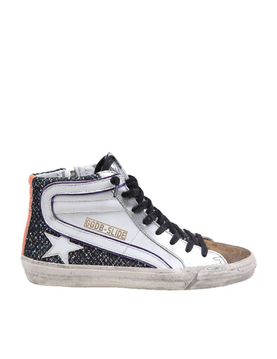 Shop Golden Goose Slide In Leather, Suede And Net In White/multicolor