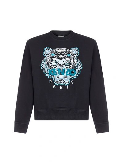 Shop Kenzo Tiger-logo Cotton Sweatshirt In Noir