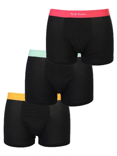 Paul Smith Pack Of Three Briefs With Elastic Waistband In Nero
