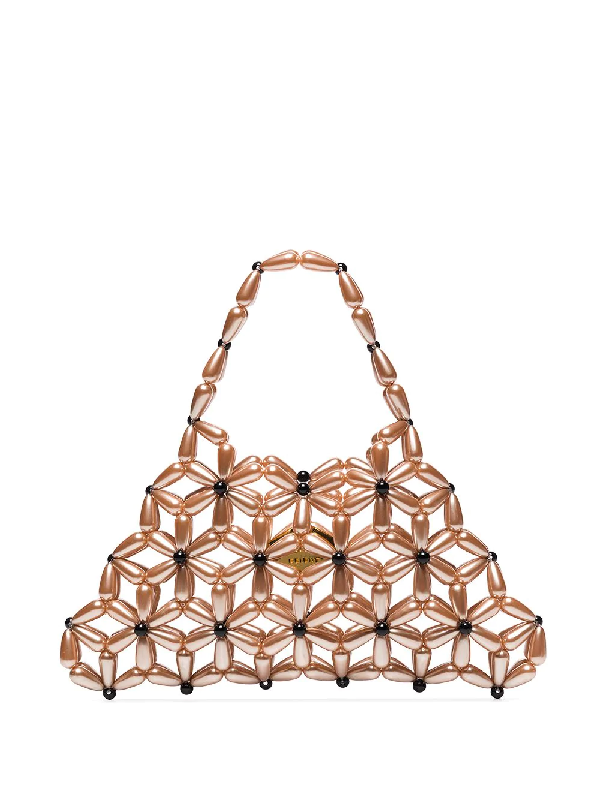 rose gold beaded clutch bag