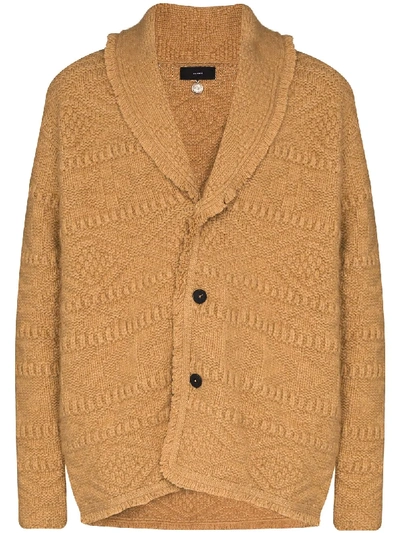 Shop Alanui Fisherman Textured-knit Cardigan In Brown