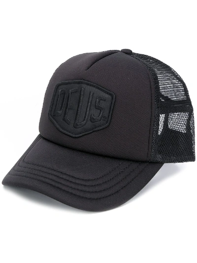 Deus Ex Machina Logo Patch Trucker Cap In Black