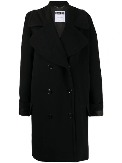 Shop Moschino Double-breasted Coat In Black