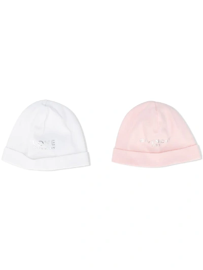 Shop Givenchy Glitter Logo Beanie Two-set In White