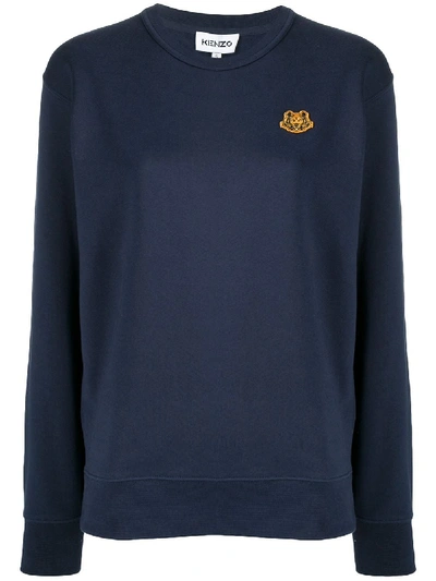 Shop Kenzo Logo Patch Detail Sweatshirt In Blue