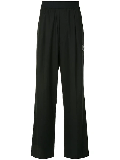 Shop We11 Done Elasticated Wide Leg Trousers In Black