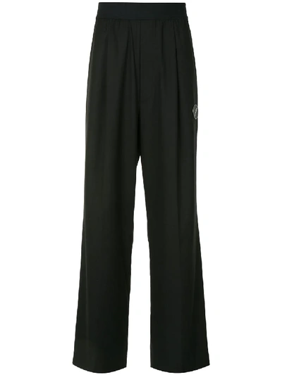 We11 Done Elasticated Wide Leg Trousers In Black