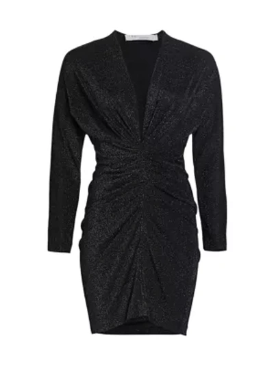 Shop Iro Riga Shiny Ruched Mini Dress In Black