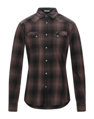 Shop Wrangler Checked Shirt In Dark Brown