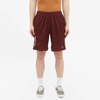 Shop Alltimers X Champion Estate Mesh Short In Burgundy