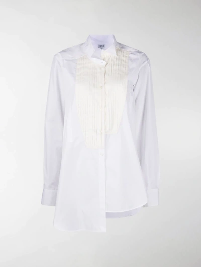 Shop Loewe Pleated Bib Detail Shirt In White