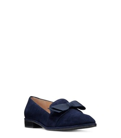 Shop Stuart Weitzman Keegan Bow In Navy Blue Suede