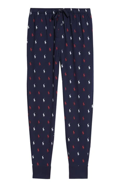 Shop Polo Ralph Lauren Cotton Jogger Pajama Pants In Cruise Navy