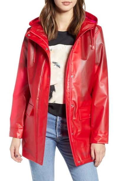 Shop Levi's Translucent Rain Jacket In Red Lychee