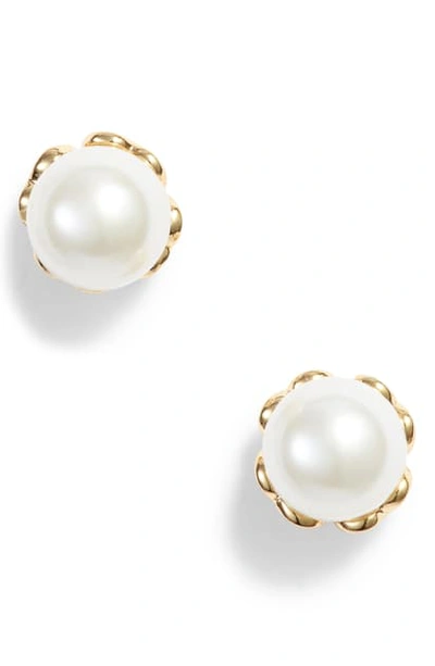 Shop Kate Spade Pearlette Delicate Stud Earrings In White