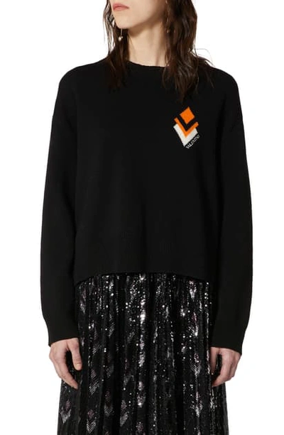 Shop Valentino Arrow Logo Oversize Wool & Cashmere Sweater In Nero