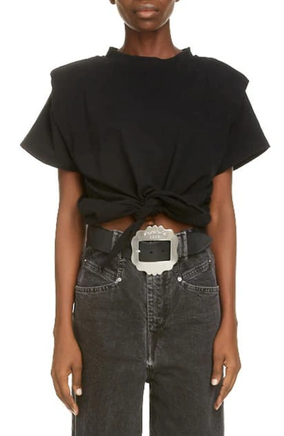 Shop Isabel Marant Layered Sleeve Tie Hem T-shirt In Black