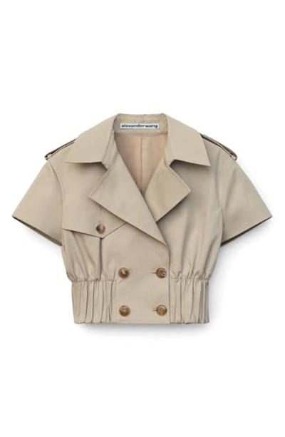 Shop Alexander Wang Trench Crop Shirt In Stone